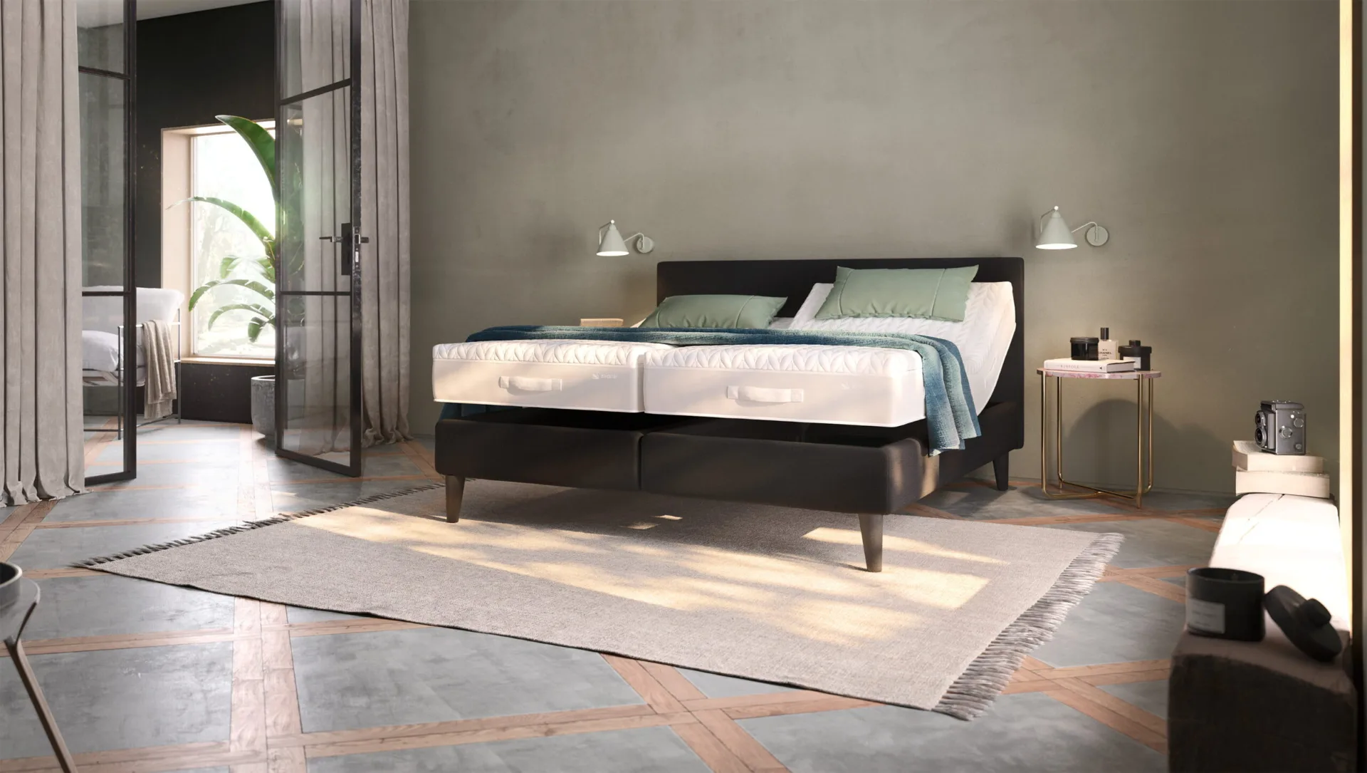 Svane Bett mit verstellbarer Liegefläche